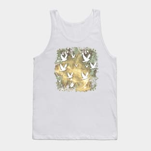 Birds on beige messy kaleidoscope Tank Top